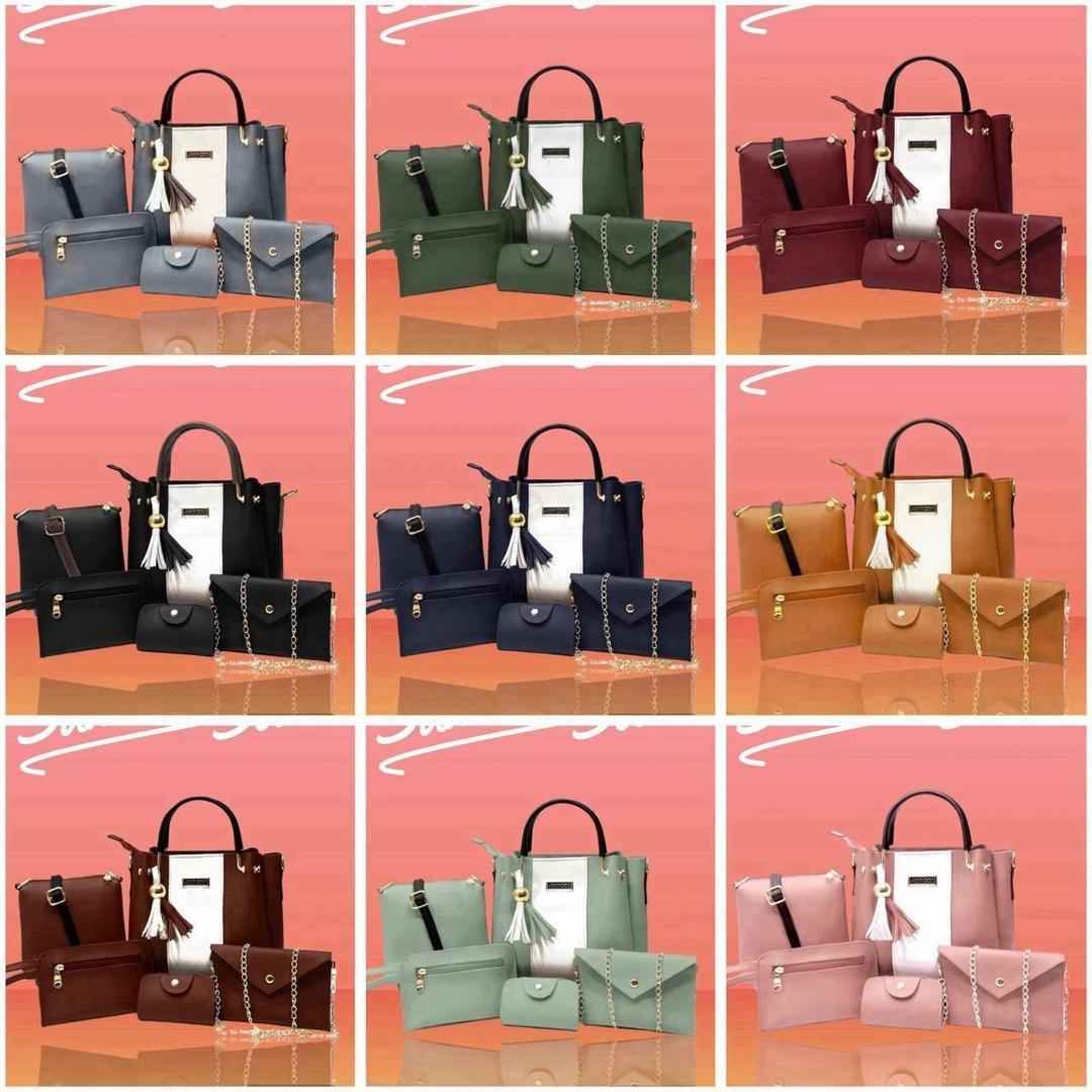 Chic Rexine Hand Bag Set For Women - 5 Pcs