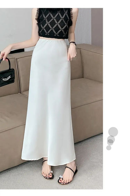 Premium Silk Casual Spring/Summer 2025 Long Solid Fishtail Skirt for Women