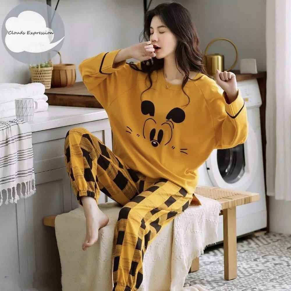 Stylish Printed Night Suit Set - 2 Pcs Cotton Sleepwear