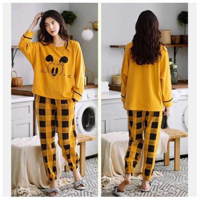 Stylish Printed Night Suit Set - 2 Pcs Cotton Sleepwear