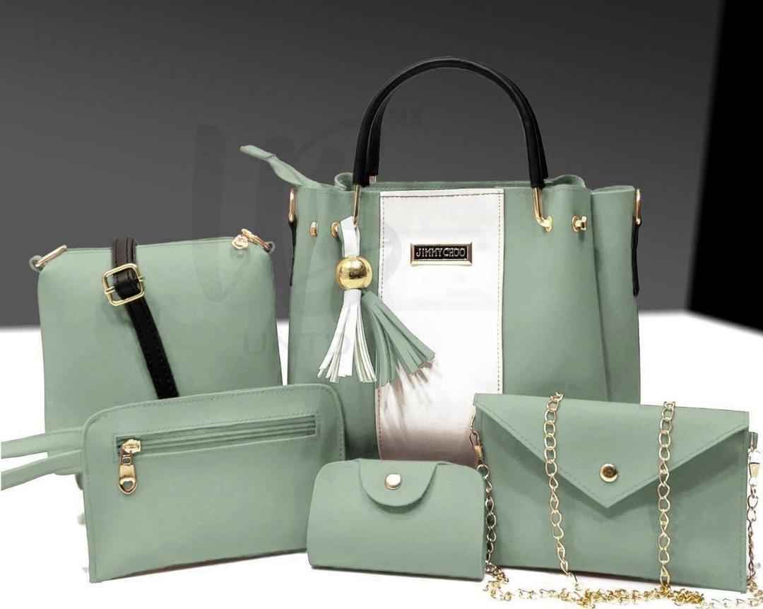 Chic Rexine Hand Bag Set For Women - 5 Pcs