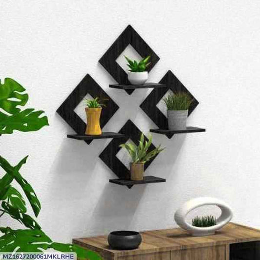 Black MDF Wood Shelves - 4 Pcs Stylish Storage Solution