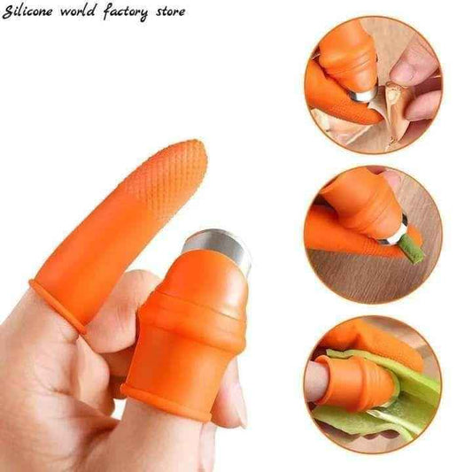 Orange Silicone Thumb Knife Cutter – Multipurpose Kitchen Accessory