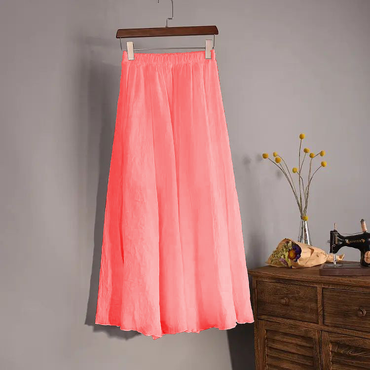 Elasticated Lawn / Cotton Fashionable Long Party Pleated Skirt For Women. AF-167