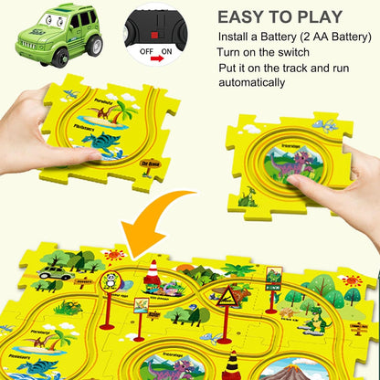 Multicolor Electric Puzzle Car Track – Fun & Portable Playset